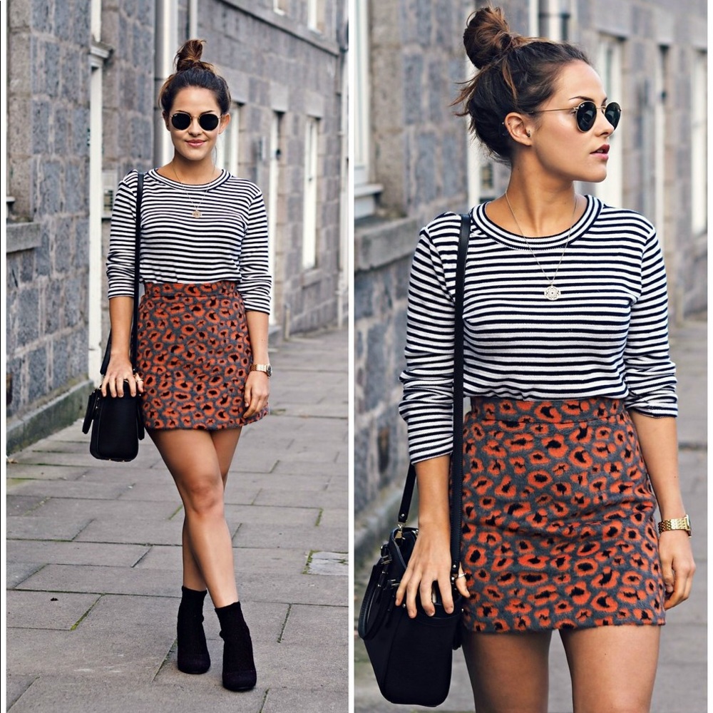 TOPSHOP Leopard Print A Line Mini Skirt